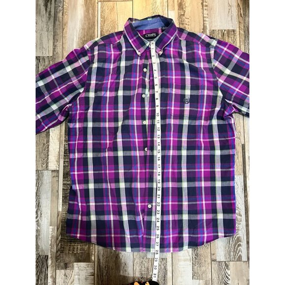 Men's Chaps Purple Plaid Long Sleeve, Button Down - XL - Picture 5 of 5